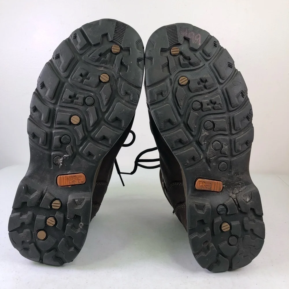 Timberland Brown Leather Steel Toe Lace Up Boots Size 9.5